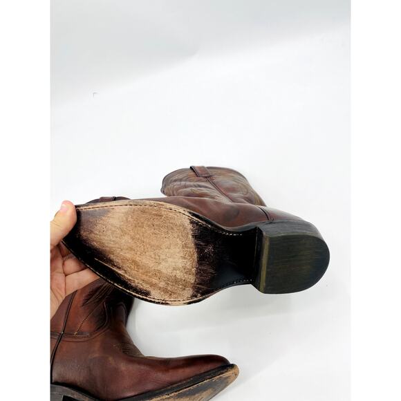 Frye 9 Billy Chocolate Brown Leather Wester Cowboy Boots - Picture 3 of 7
